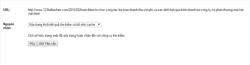 Xác nhận xóa url trong google webmaster tools Xác nhận xóa url trong google webmaster tools