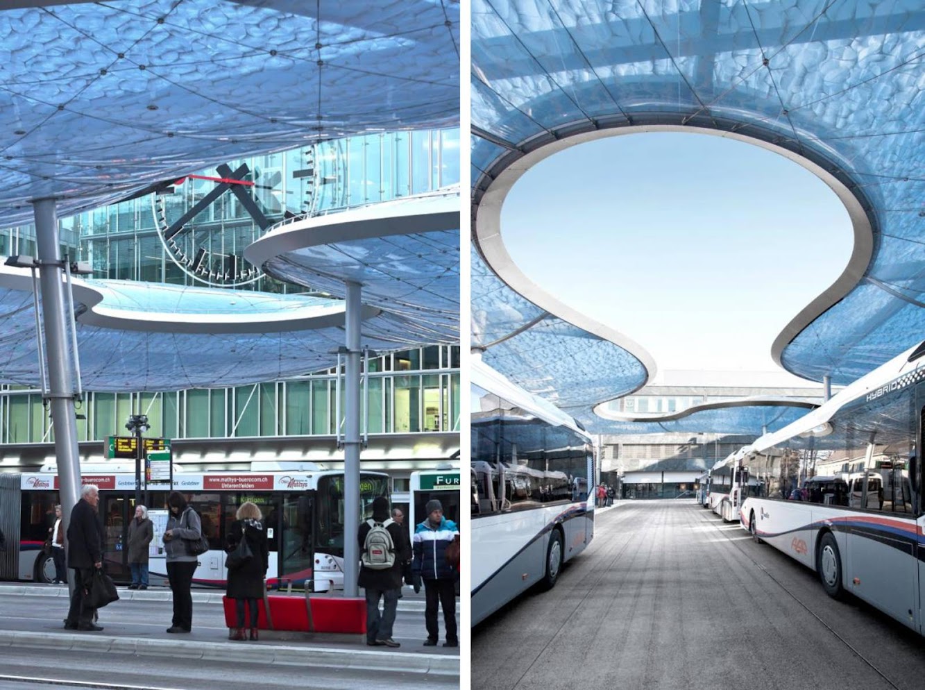 Bus terminal and train station square by Vehovar