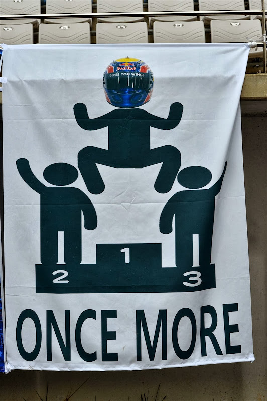 Once more - баннер болельщиков в поддержку Марка Уэббера на трибуне Гран-при Кореи 2013