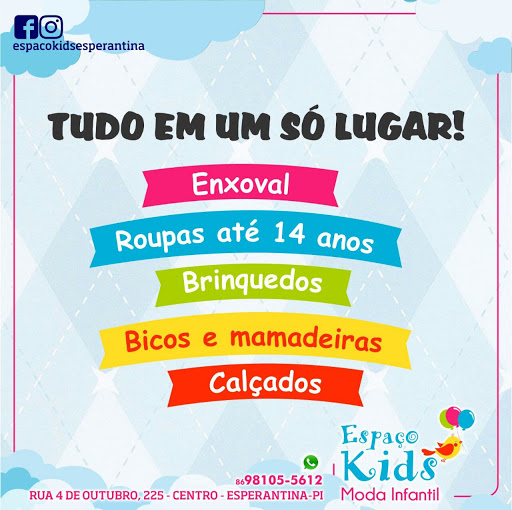 Espaço Kids Esperantina, R. Quatro de Outubro, 171-279, Esperantina - PI, 64180-000, Brasil, Lojas, estado Piaui