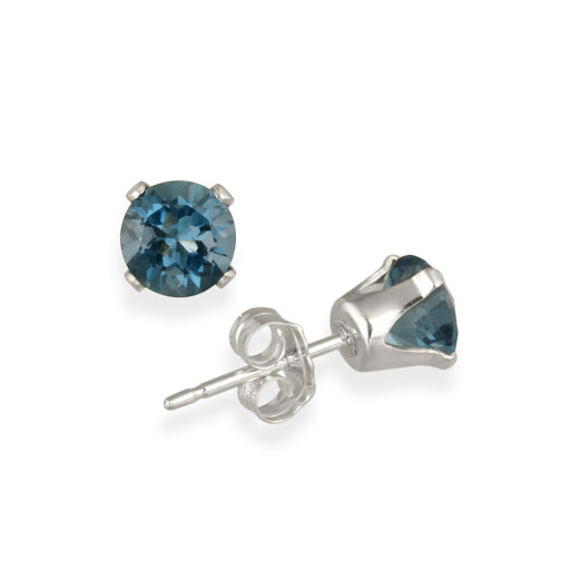 925 Silver London Blue Topaz & Diamond Heart Necklace & Earrings Set 