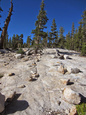 Rock lined trail across the slabs
