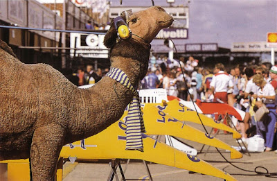 Lotus и верблюд табачного спонсора Camel с сигаретой во рту