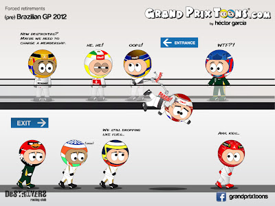 Forced retirements - комикс Grand Prix Toons перед Гран-при Бразилии 2012