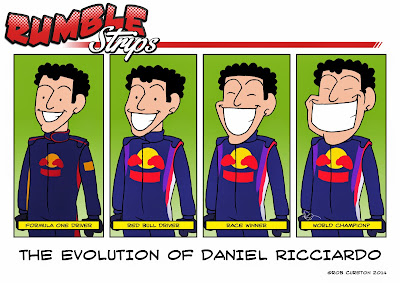 эволюция улыбки Даниэля Риккардо - комиксы Rumble Strips