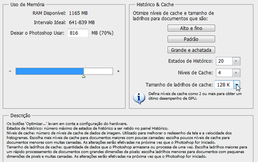 Configurações de Histórico e Cache. Em Descrição, veja o que cada uma faz 4.png