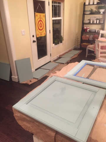 chalk painting process of entertainment center