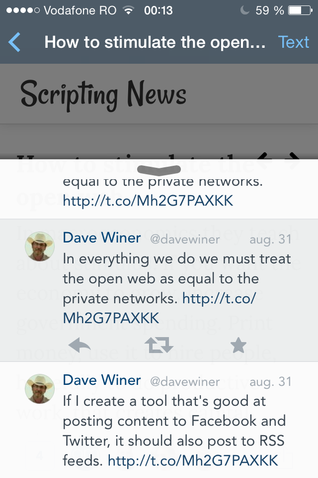 Options for the original tweet in the Nuzzel iOS app