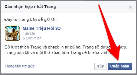 Sẽ có thông báo hiện lên và hiển thị Fanpage sẽ giữ lại. Sẽ có thông báo hiện lên và hiển thị Fanpage sẽ giữ lại.