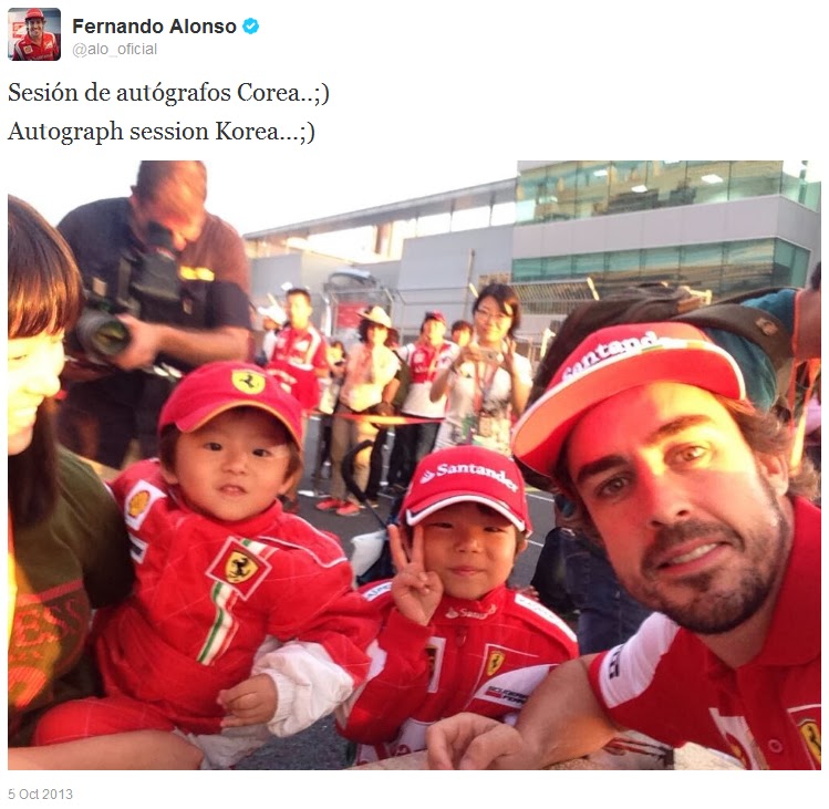 Фернандо Алонсо в твиттере на автограф-сессии Гран-при Кореи 2013