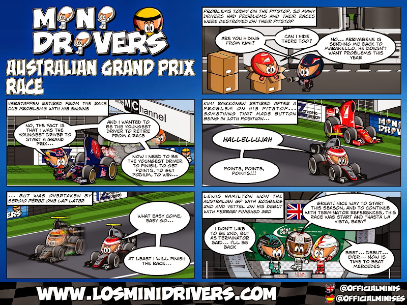 комикс Los MiniDrivers по гонке на Гран-при Австралии 2015