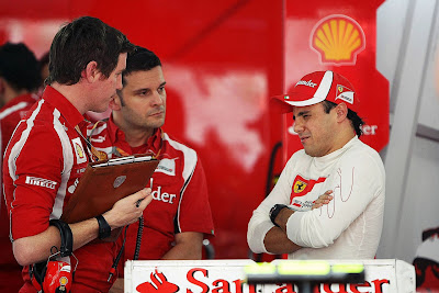 Фелипе Масса кривляется перед Робом Смедли на Гран-при Индии 2011