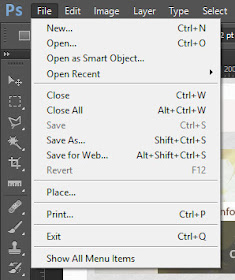 Menu file pada photoshop