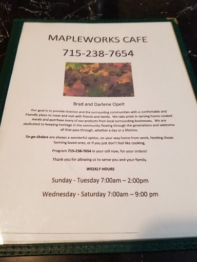 Cafe «Mapleworks Cafe and Bar», reviews and photos, 100 W 1st St, Granton, WI 54436, USA