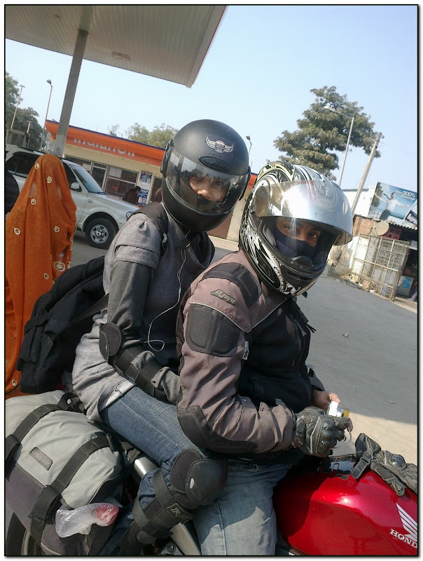 saddle bag with pillion rider