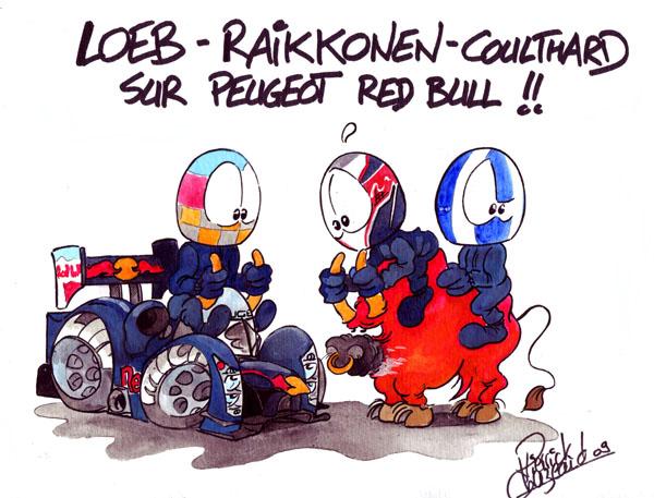 24 Часа Ле-Мана 2010: экипаж Red Bull Peuseot Леб-Райкконен-Култхард.