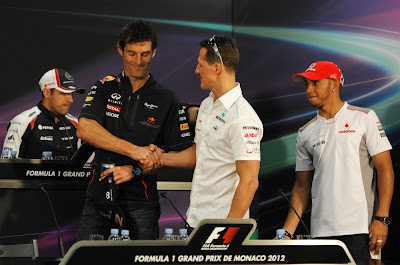 пилоты на пресс-конференции в среду на Гран-при Монако 2012