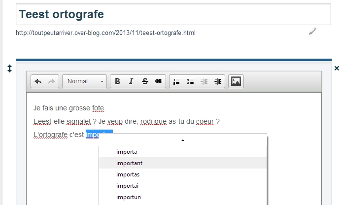 correcteur sur overblog