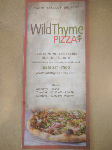 Pizza Restaurant «Wild Thyme Pizza», reviews and photos, 1740 E Huntington Dr #304, Duarte, CA 91010, USA
