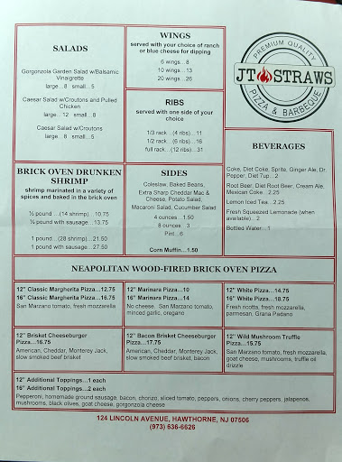 American Restaurant «JT Straws Pizza & Barbeque», reviews and photos, 124 Lincoln Ave, Hawthorne, NJ 07506, USA