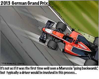 Marussia откатывается назад - комикс Bruce Thomson по Гран-при Германии 2013