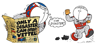 комикс Jim Bamber о катастрофе способной остановить Феттеля в сезоне 2011