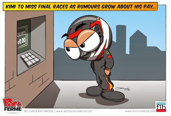 Кими Райкконен пропускает последние две гонки и ждем зарплаты - комикс Chris Rathbone