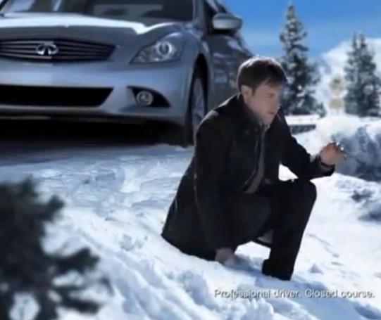 The Infiniti G Sedan Takes Out A BMW With A Giant Snowball 