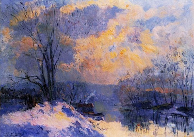 Albert Lebourg - The Small Branch of the Seine at Bas-Meudon. Snow and Wiinter Sun