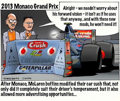McLaren модифицировали машину под Серхио Переса после Гран-при Монако 2013 - комикс Bruce Thomson