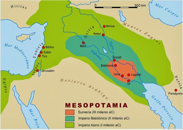 Historia de las civilizaciones: Sumeria, Babilonia y Asiria (mapa  comparativo)