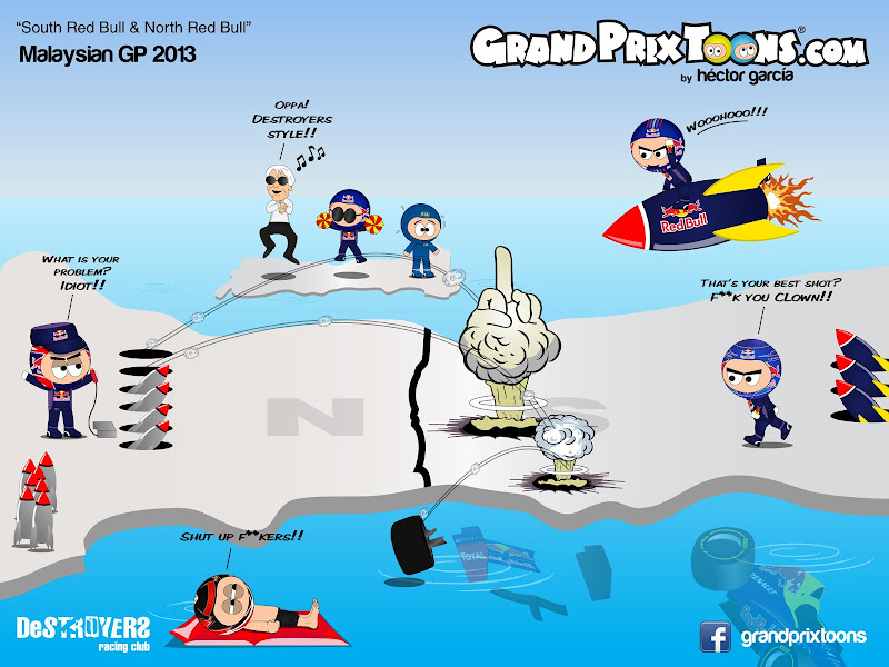 Южный Red Bull и Северный Red Bull - комикс Grand Prix Toons по Гран-при Малайзии 2013