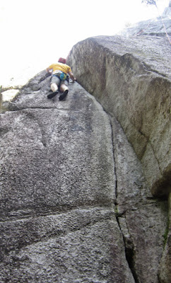 Aaron climbing Gang of Foreplay (5.10b)