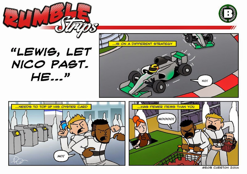 Нико Росберг хочет вперед Льюиса Хэмилтона - комикс Rumble Strips по Гран-при Венгрии 2014
