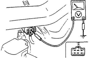 Проверка напряжения питания выключателя системы холостого хода - модель Mazda 121
