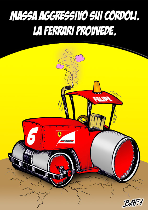 Фелипе Масса и его Ferrari - комикс Baffi по Гран-при Индии 2011
