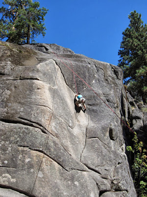 Sara climbing Deception Crack (5.9)