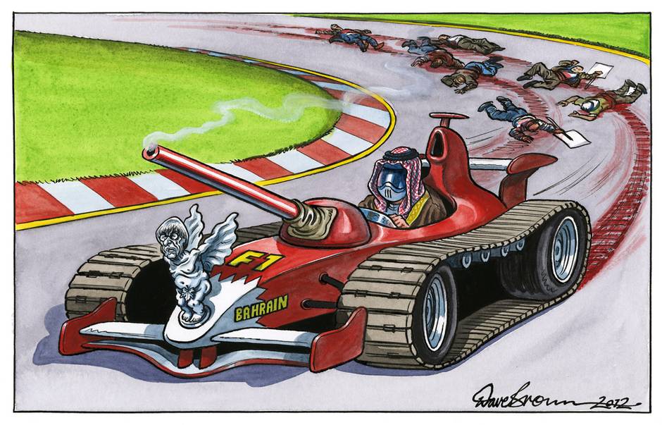 комикс про гонку Гран-при Бахрейна 2012 из британского издания The Independent