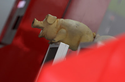 свинка на мониторе в боксах Ferrari на Гран-при Малайзии 2012