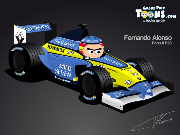 Фернандо Алонсо Renault R23 2003 by Grand Prix Toons