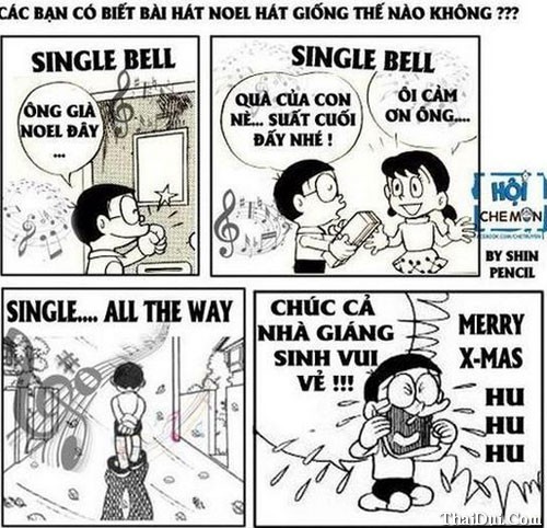 Ảnh chế vui đêm Noel, giáng sinh của hội Ế, độc thân, FA Ảnh Doremon Chế Noel, Giáng Sinh