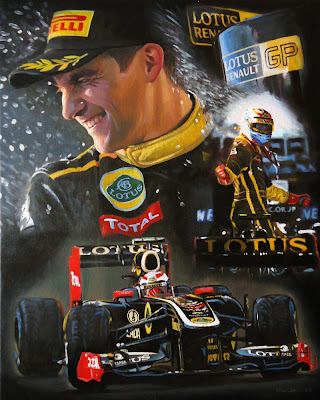 Виталий Петров празднует подиум за Lotus в Альберт-Парке на Гран-при Австралии 2011 - картина Roman Goloseev