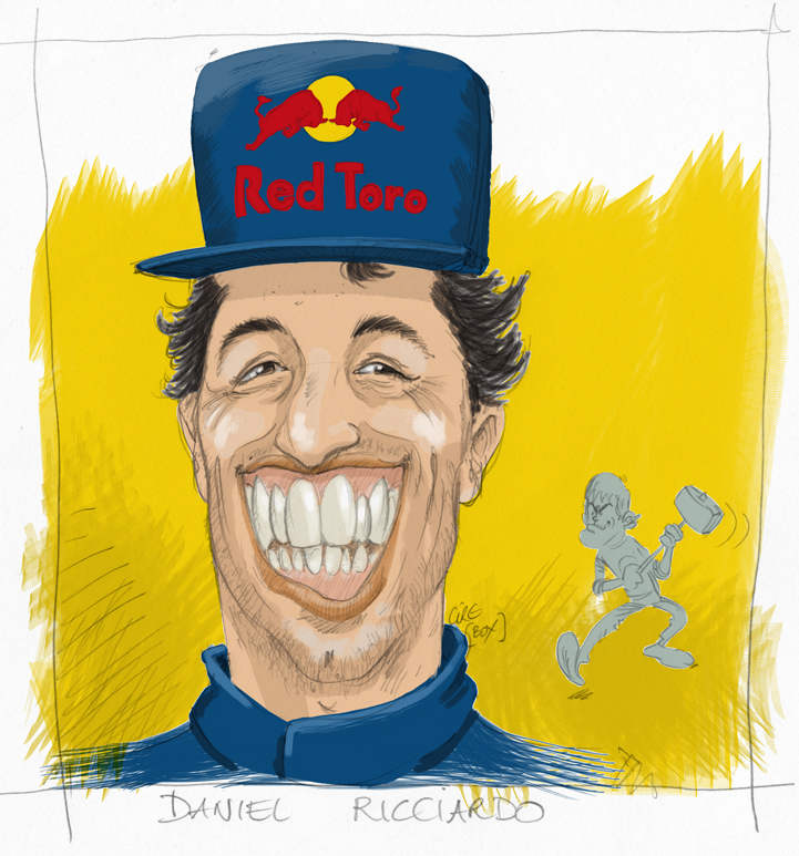 Даниэль Риккардо присоединяется к Себастьяну Феттелю в Red Bull - карикатура Cirebox