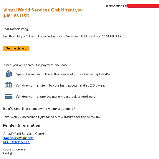 April 7, 2012 Withdrawal from Second Life via VirWoX April 7, 2012 Withdrawal from Second Life via VirWoX