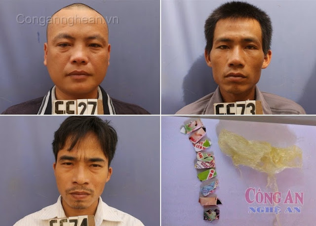 3 đối tượng Lê Đăng Hải, Lương Văn Hiền, Nguyễn Văn Hà và số ma túy bị  thu giữ