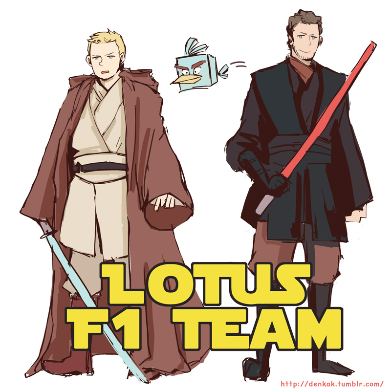 Кими Райкконен и Ромэн Грожан Jedi masters Lotus F1 Team комикс denkak @s_i_g_