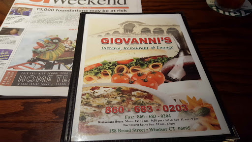 Pizza Restaurant «Giovannis Pizza Restaurant & Bar», reviews and photos, 158 Broad St, Windsor, CT 06095, USA