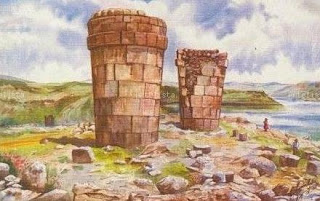 DIBUJO DE LAS CHULLPAS DE SILLUSTANI Dibujo de Las Chullpas de Sillustani