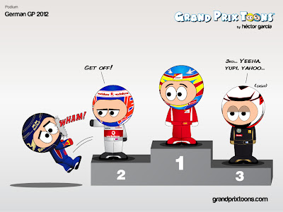 Себастьян Феттель падает с подиума - Grand Prix Toons по Гран-при Германии 2012