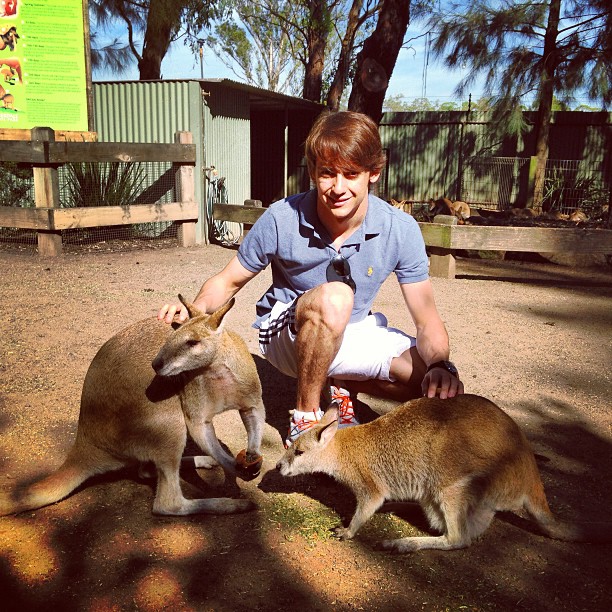 Эстебан Гутьеррес кормит кенгуру перед австралийским уикэндом 10 марта 2013